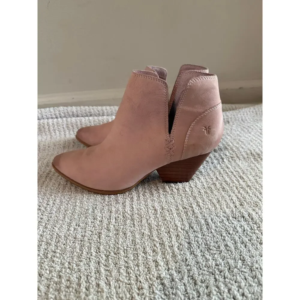 Frye Reina Cutout Booties Short Ankle Boots size 9.5 taupe pink color